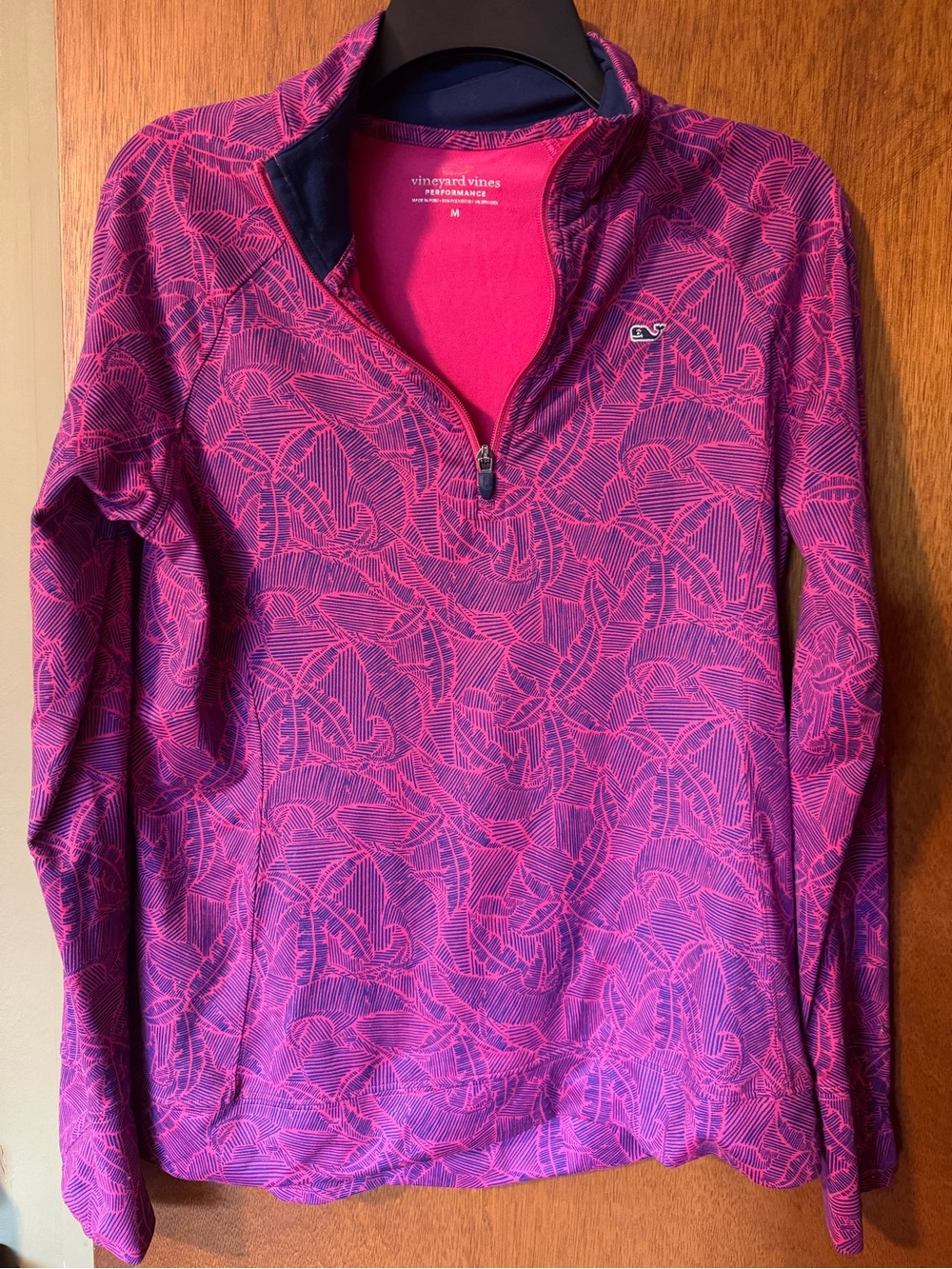 Vineyard Vines Women's Pink/Purple Quarter Zip Performance long sleeve top